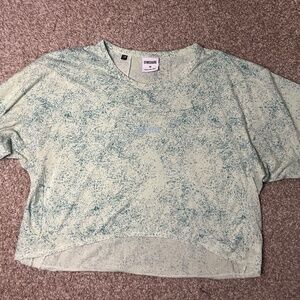 Gymshark Cropped Oversized Tee – Speckled Sage Green – Size Medium